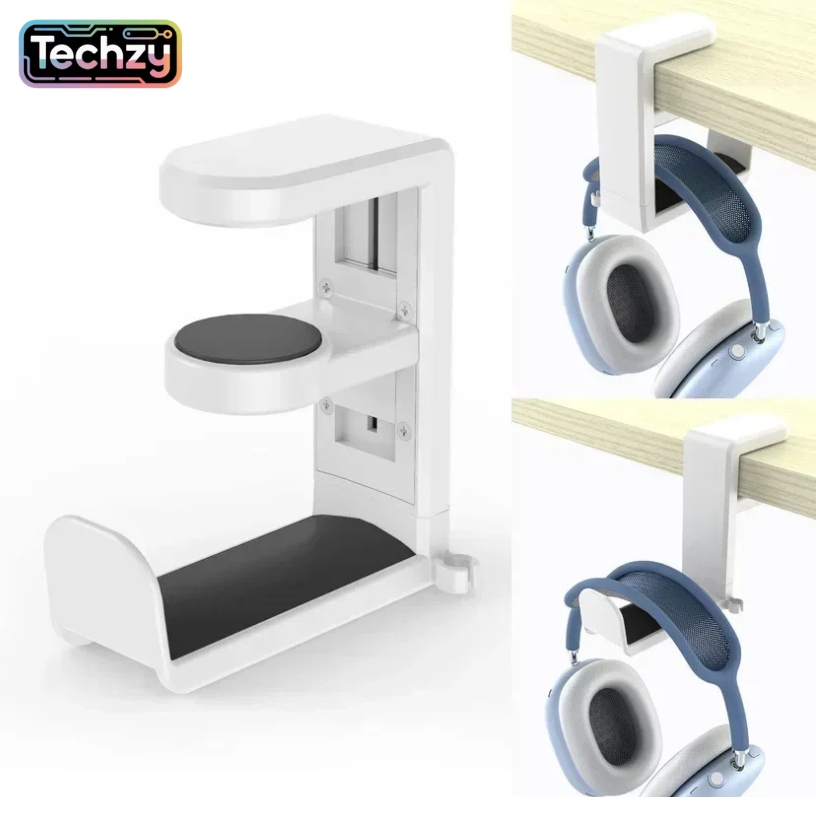 Rotating Under-Desk Headphone Hook