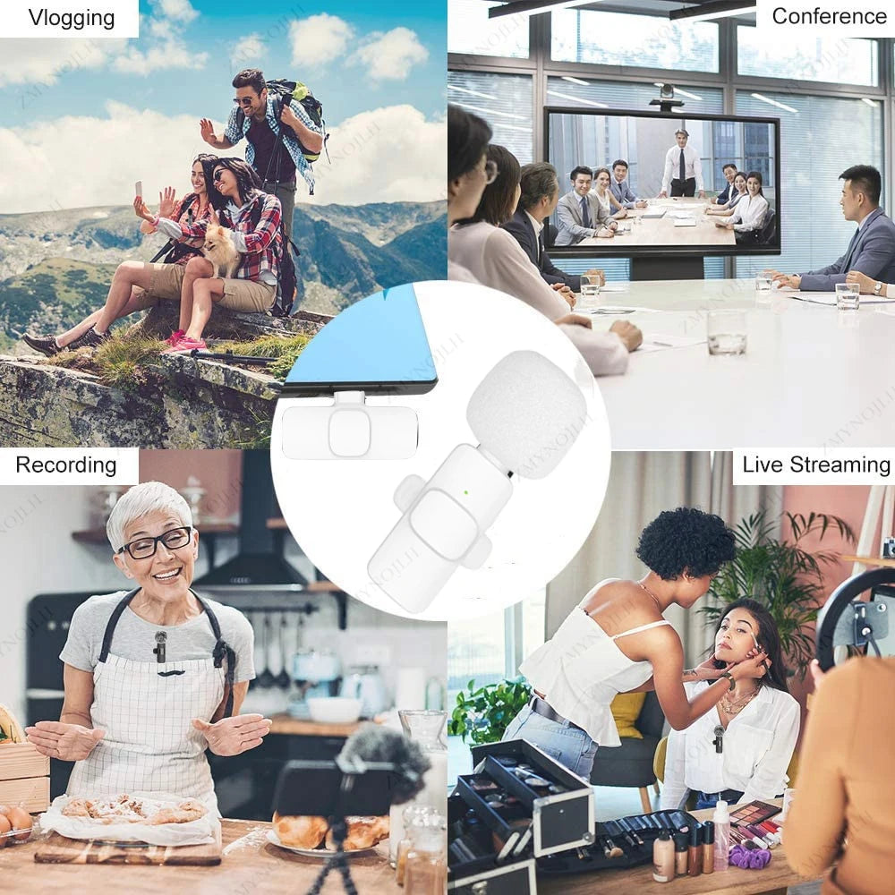 Wireless Lavalier Microphone Portable Mini Clip-On Mic for Recording & Live Use