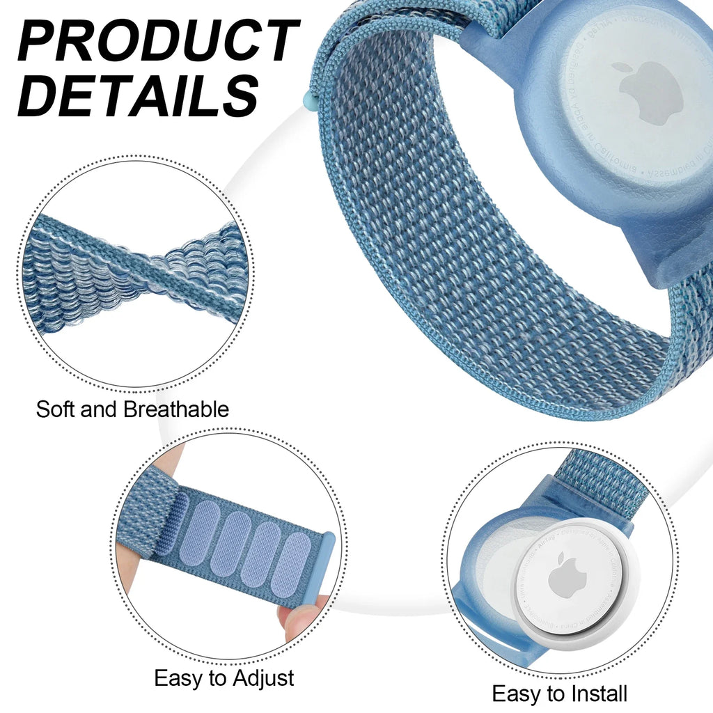 Kids AirTag Wristband Bracelet (Nylon Strap with Anti-Scratch Protective Holder)