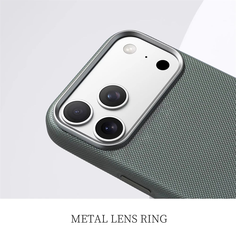 Luxury Diamond-Texture Leather Magnetic Case with Alloy Lens Protection