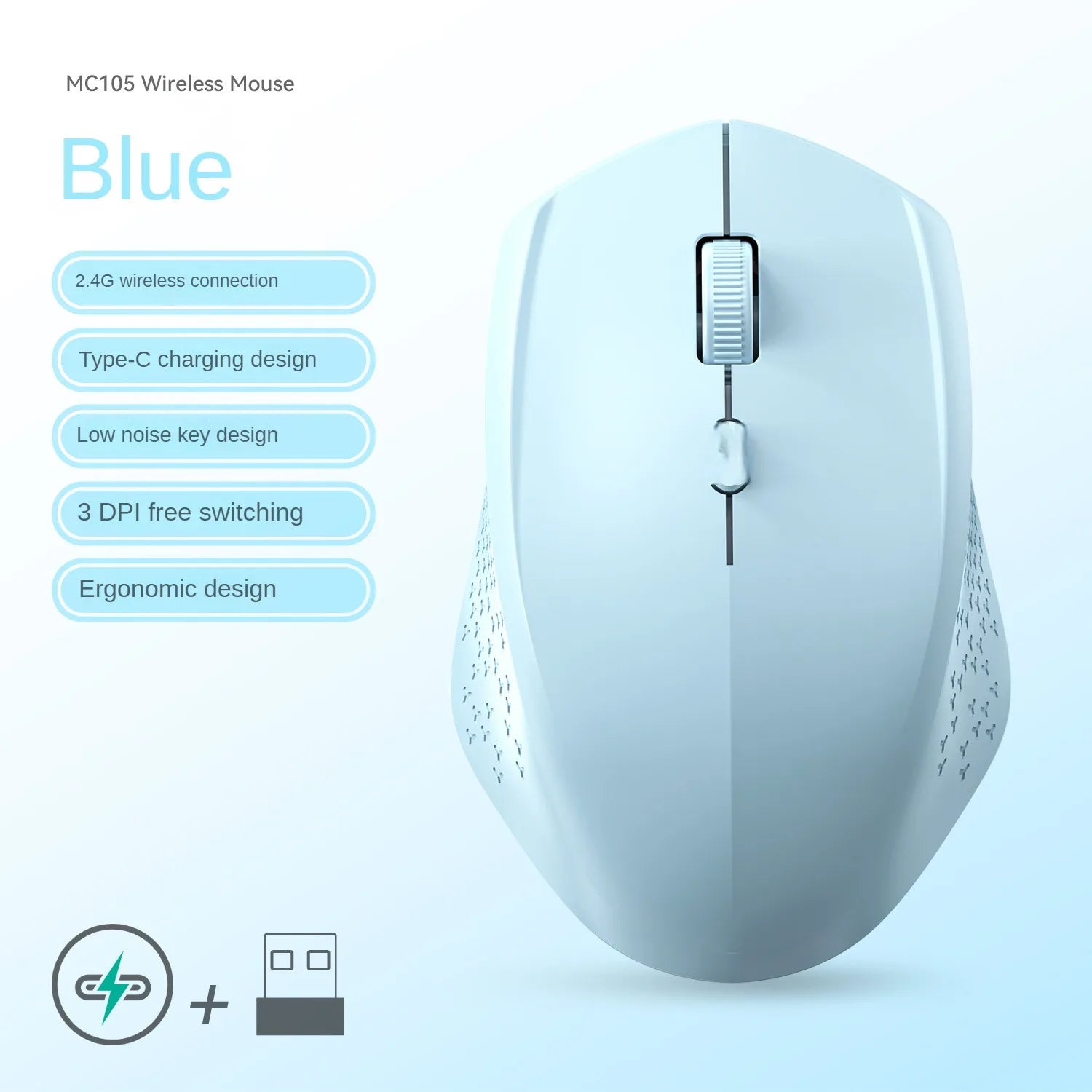 Rechargeable Bluetooth + 2.4G Wireless Mouse (1600 DPI, Mini, 4 Buttons)
