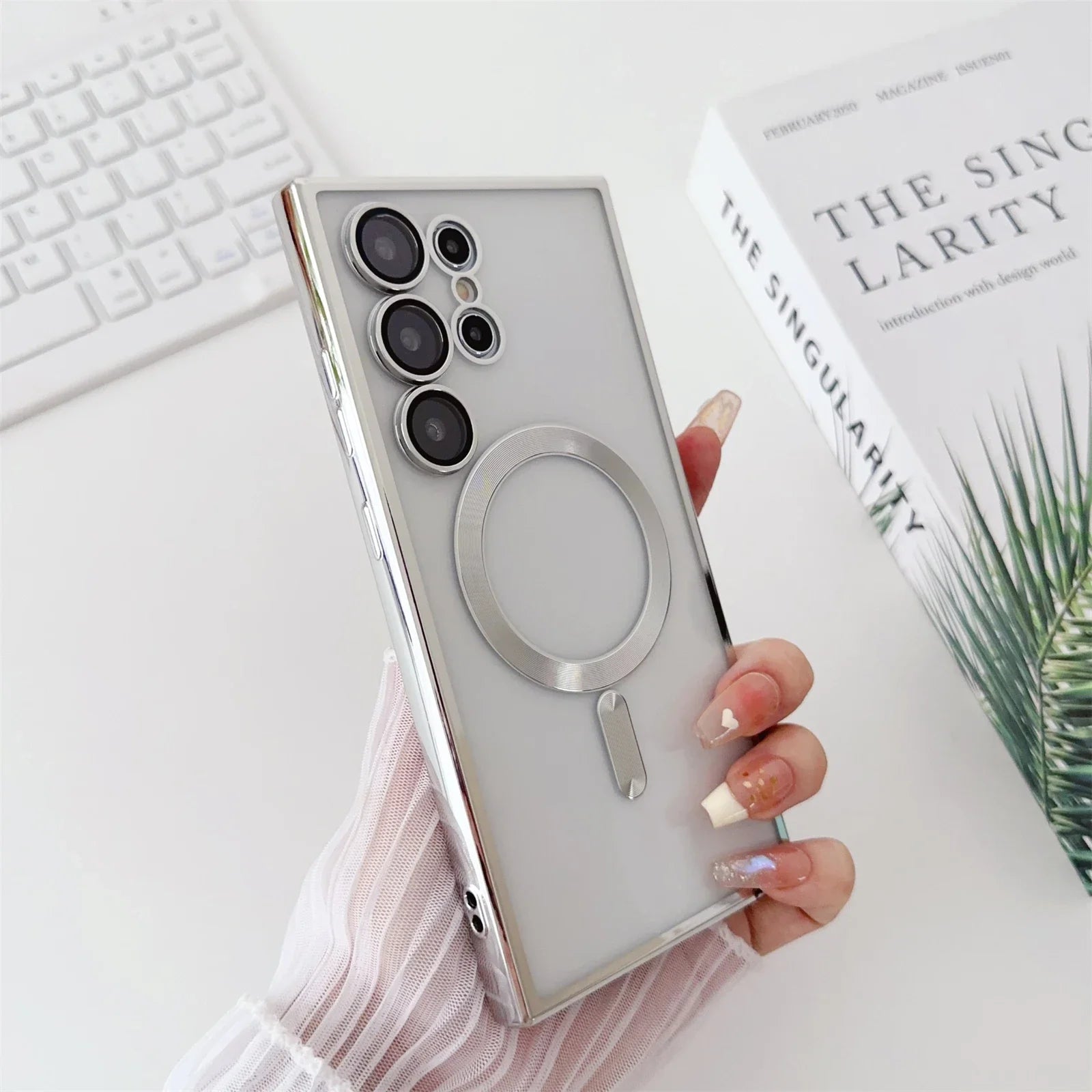 Luxury Plated Magnetic Wireless Charging Case (Protective Cover for Samsung Galaxy Models)