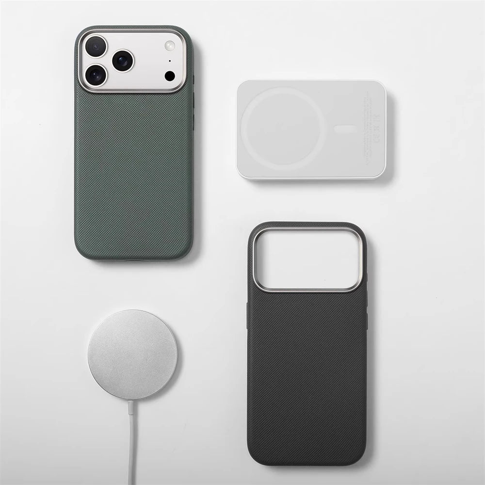 Luxury Diamond-Texture Leather Magnetic Case with Alloy Lens Protection