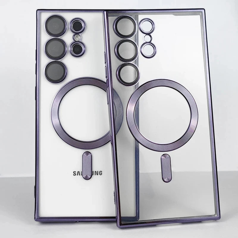 Luxury Plated Magnetic Wireless Charging Case (Protective Cover for Samsung Galaxy Models)