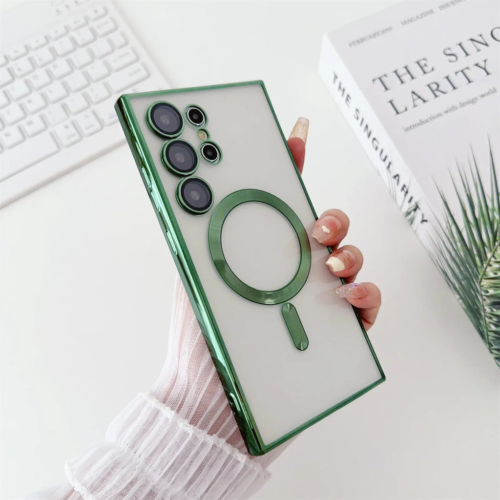 Luxury Plated Magnetic Wireless Charging Case (Protective Cover for Samsung Galaxy Models)