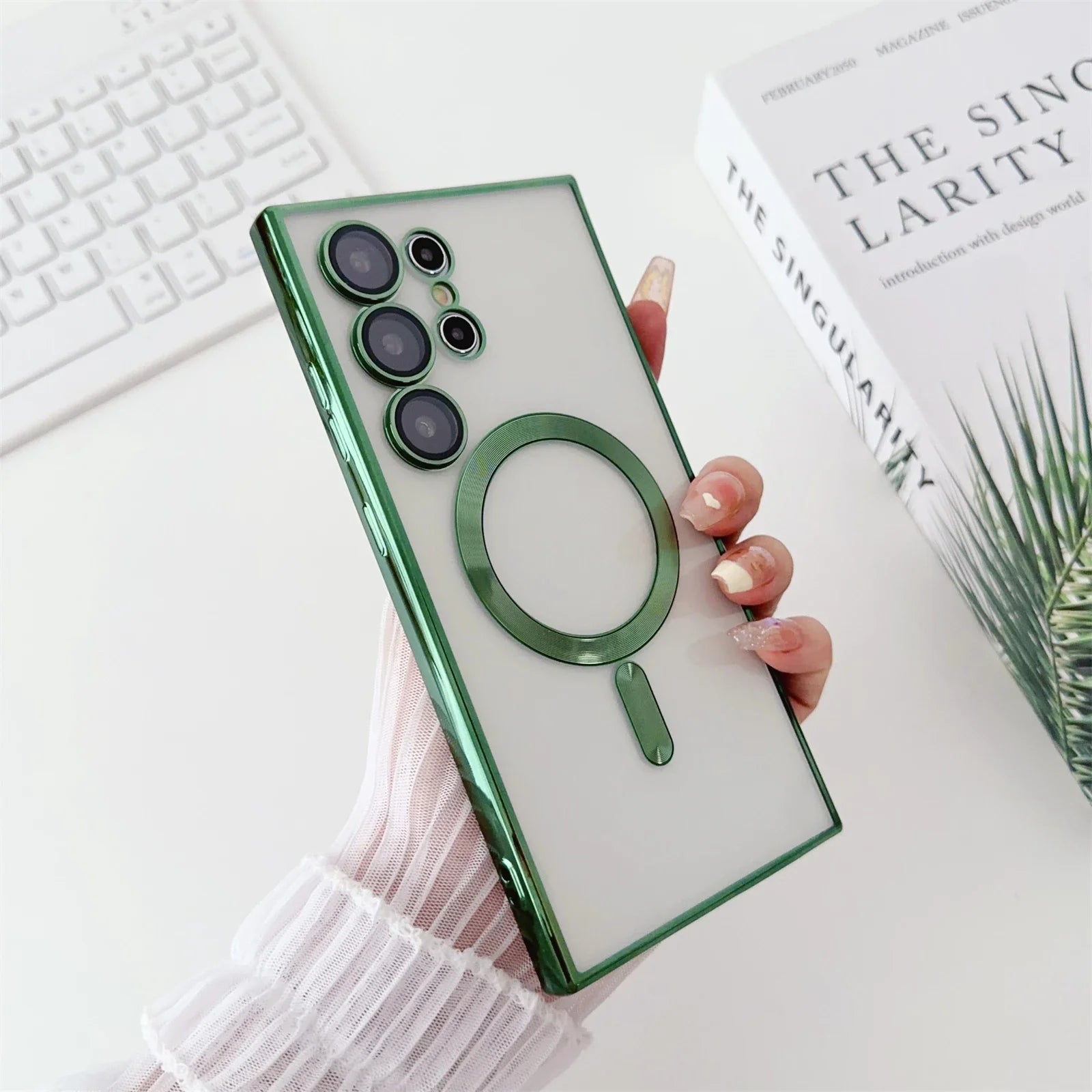 Luxury Plated Magnetic Wireless Charging Case (Protective Cover for Samsung Galaxy Models)