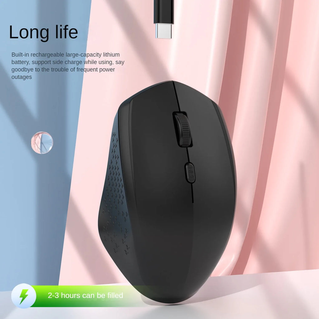 Rechargeable Bluetooth + 2.4G Wireless Mouse (1600 DPI, Mini, 4 Buttons)