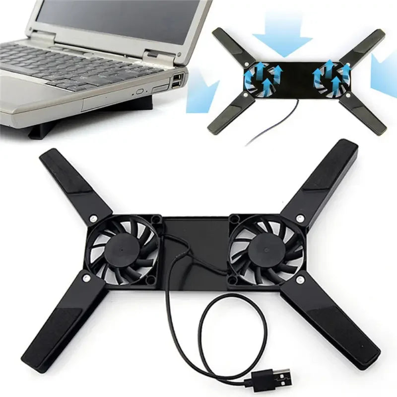 Rotatable USB Laptop Cooling Pad with Dual Fans for 10–17 Inch Notebooks