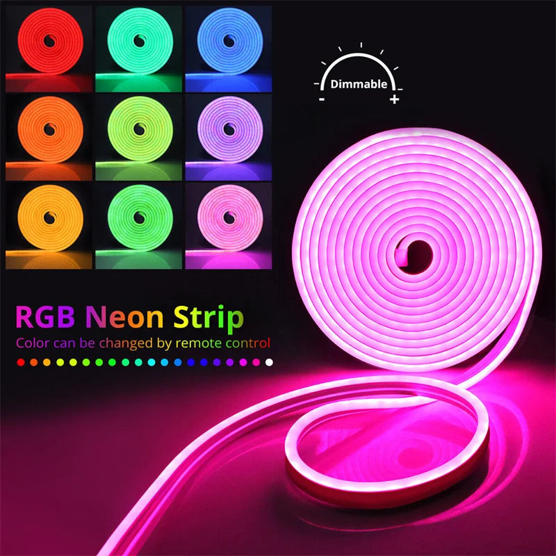 USB RGB LED Neon Rope Light with Remote Control for Gaming & Room Lighting