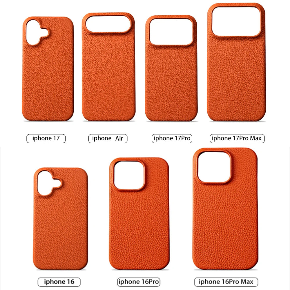 Magnetic Leather Phone Case (Natural Cowhide Lychee Texture Back Cover)