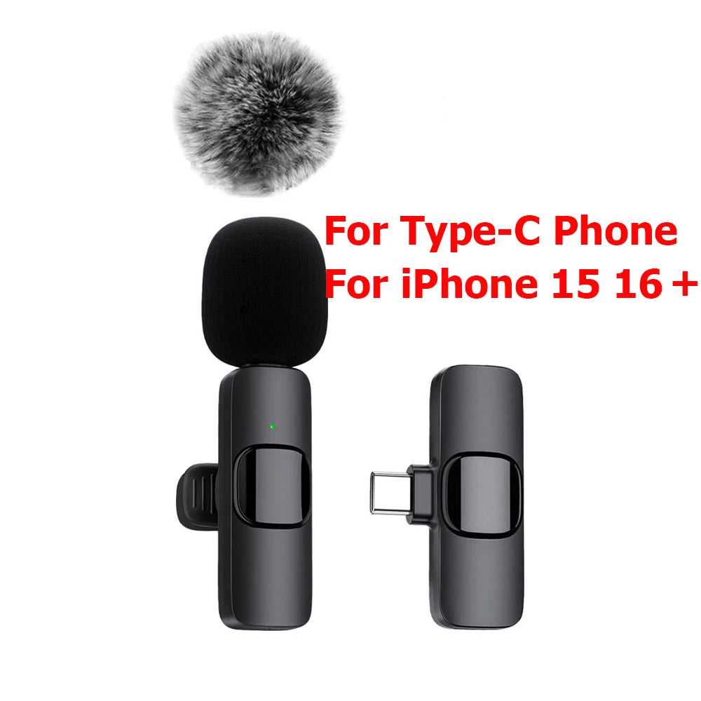 Wireless Lavalier Microphone Mini Clip-On Mic for Phone, Laptop & Recording