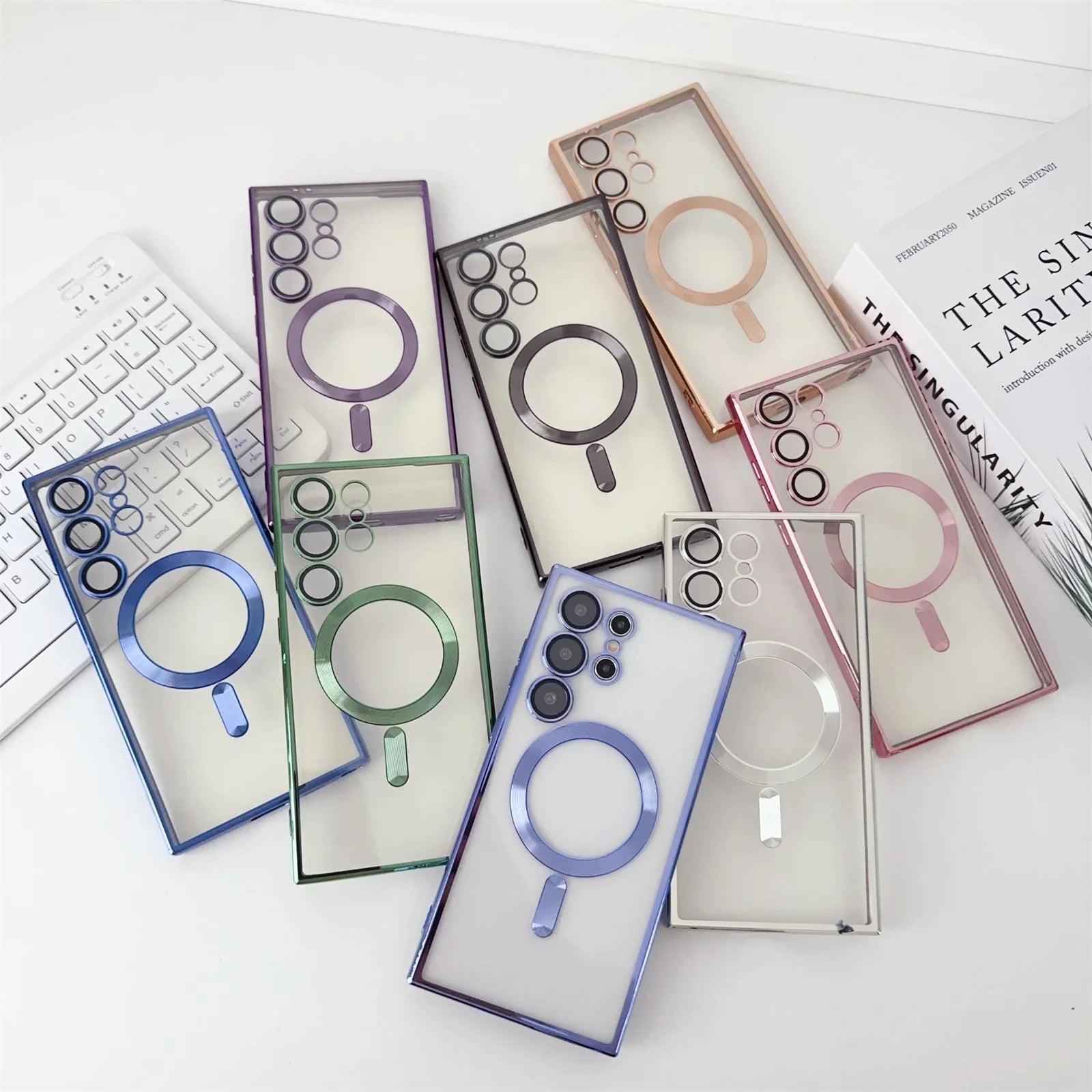 Luxury Plated Magnetic Wireless Charging Case (Protective Cover for Samsung Galaxy Models)