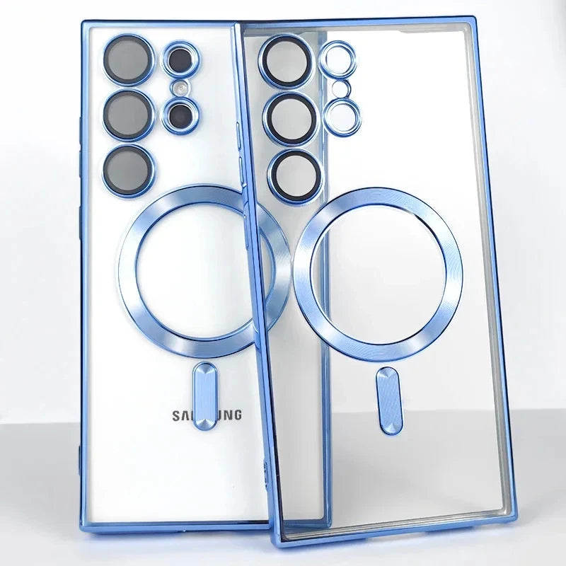 Luxury Plated Magnetic Wireless Charging Case (Protective Cover for Samsung Galaxy Models)