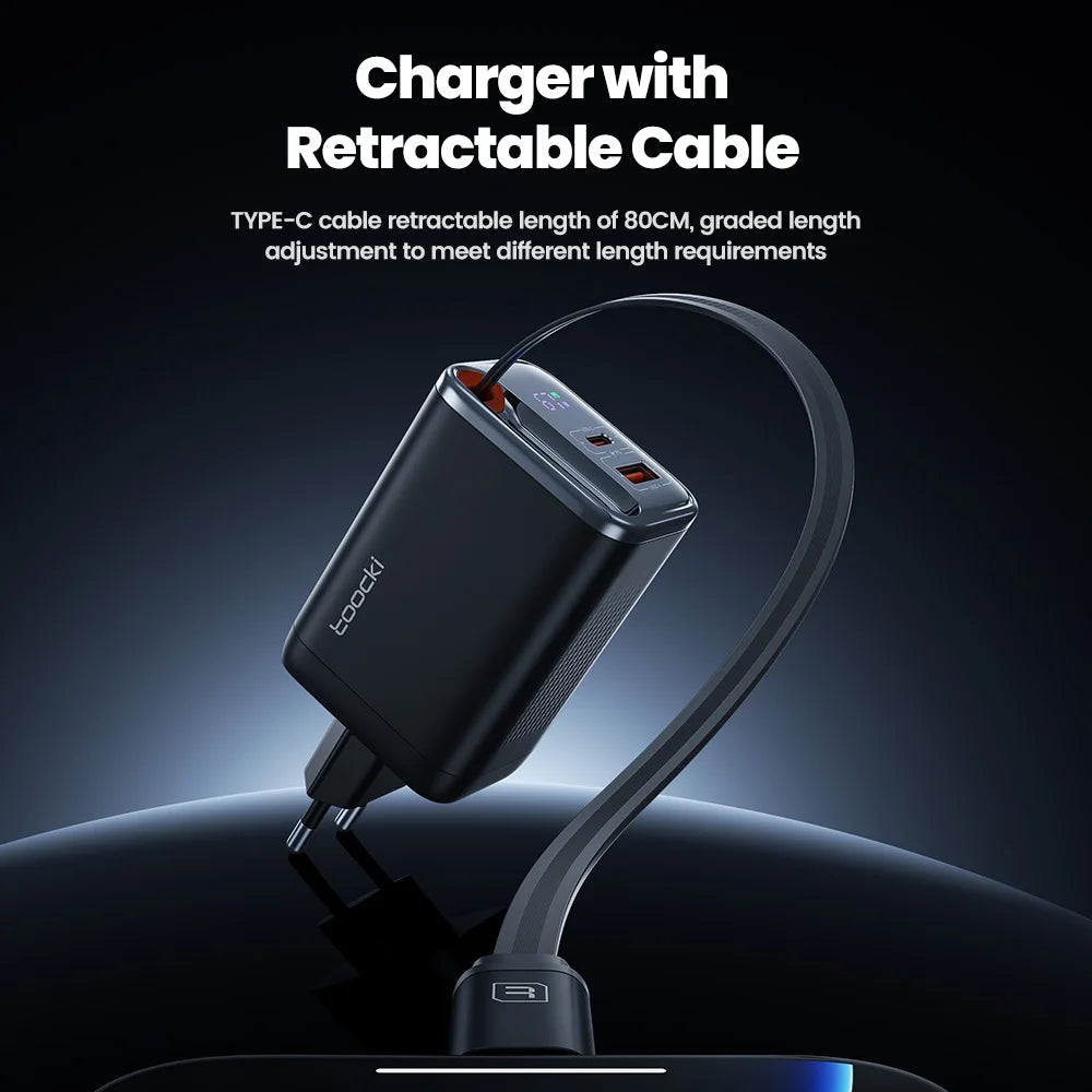 67W GaN Fast Charger – Triple Output with Display Screen