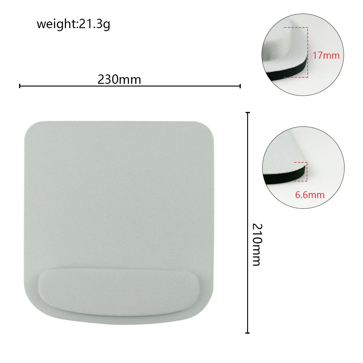 Ergonomic Mouse Pad with Wrist Support (EVA, Solid Colour, Office & Gaming)