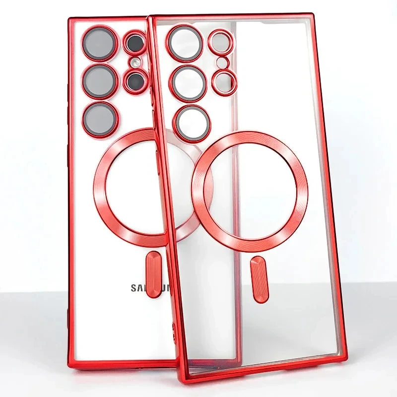 Luxury Plated Magnetic Wireless Charging Case (Protective Cover for Samsung Galaxy Models)