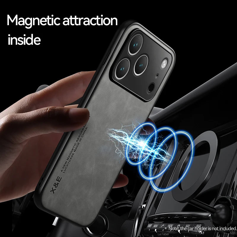 Luxury Shockproof Magnetic Phone Case (Protective Back Cover with Car Mount Support)