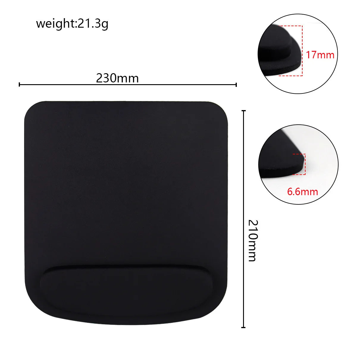 Ergonomic Mouse Pad with Wrist Support (EVA, Solid Colour, Office & Gaming)