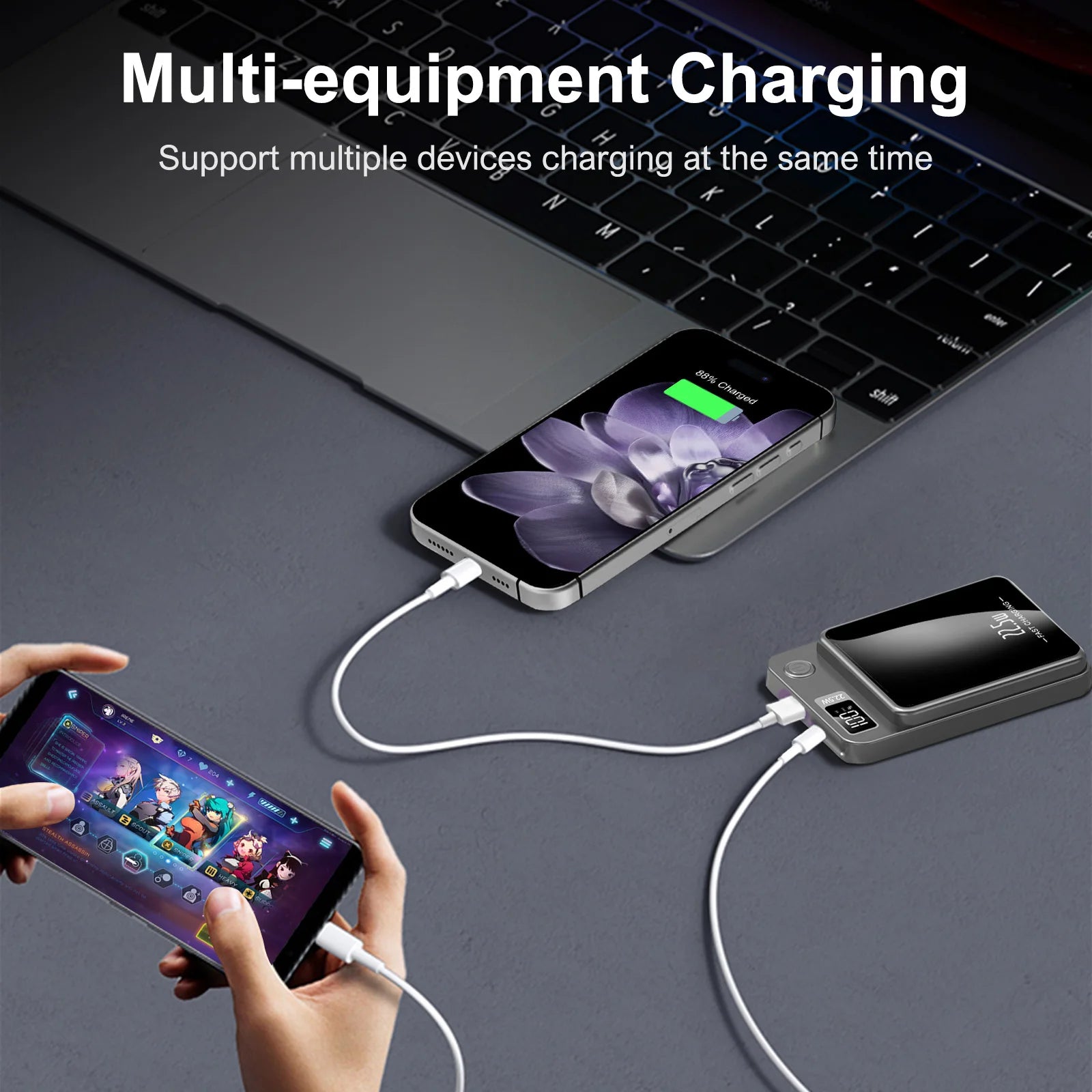 10000mAh Magnetic Wireless Power Bank with Foldable Stand (22.5W Fast Charging)