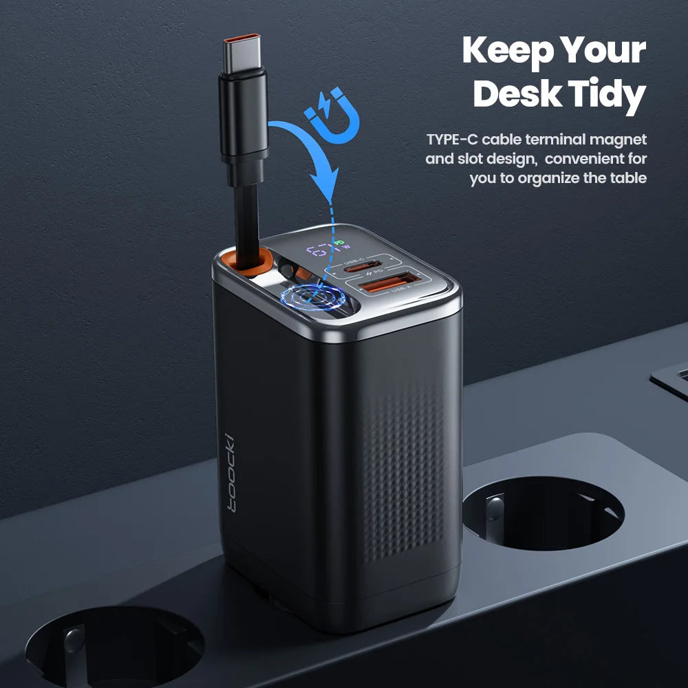 67W GaN Fast Charger – Triple Output with Display Screen