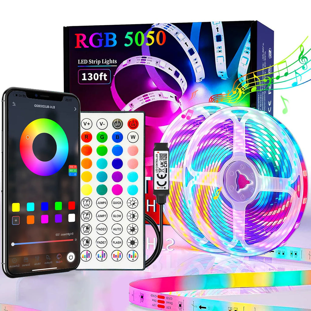 1-40M RGB LED Strip Lights with App Control for Room & TV Backlighting