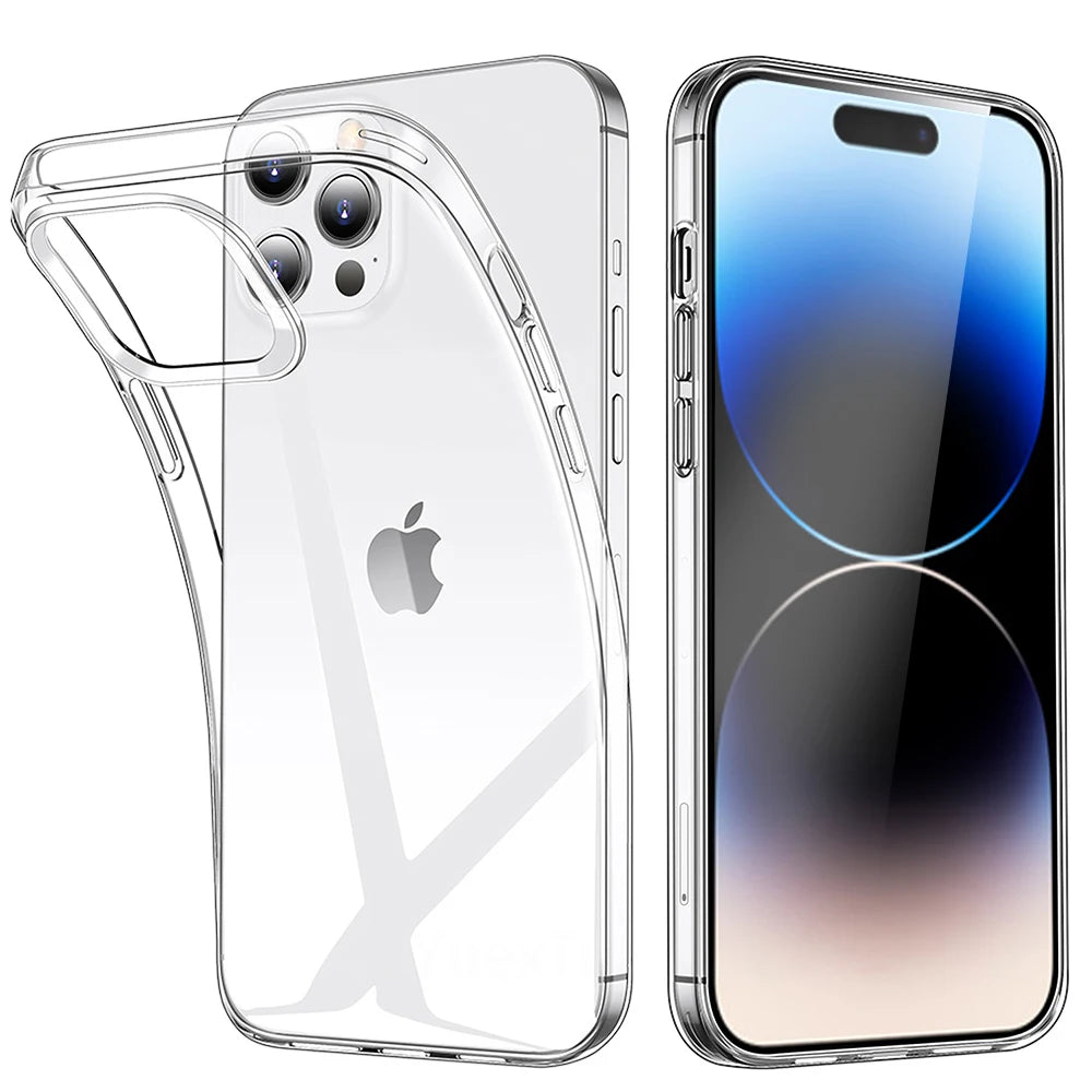 Clear TPU Phone Case (Transparent Soft Silicone Back Cover for iPhone Models)