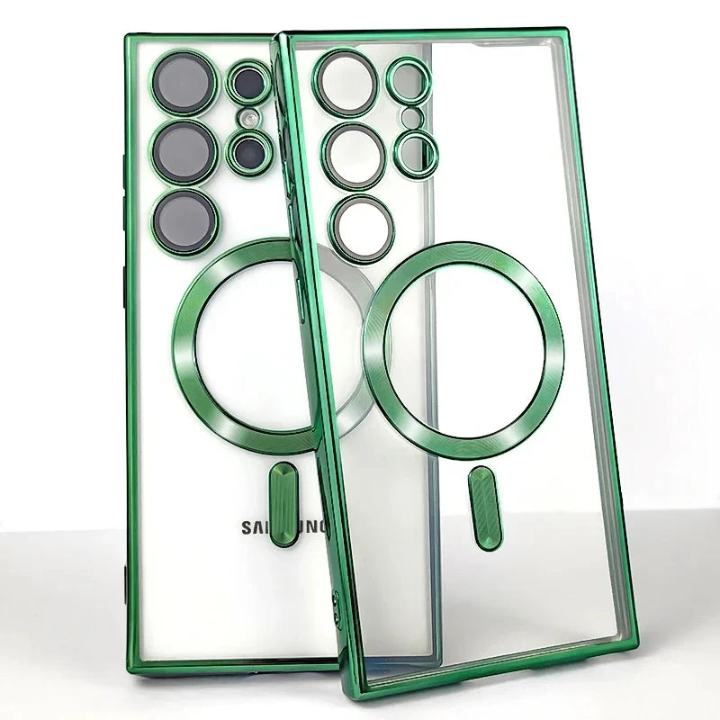 Luxury Plated Magnetic Wireless Charging Case (Protective Cover for Samsung Galaxy Models)