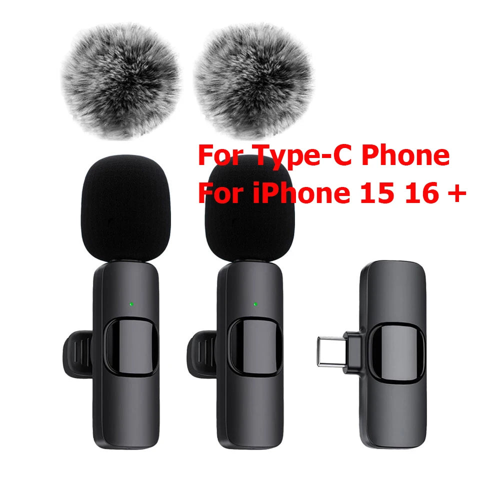 Wireless Lavalier Microphone Mini Clip-On Mic for Phone, Laptop & Recording
