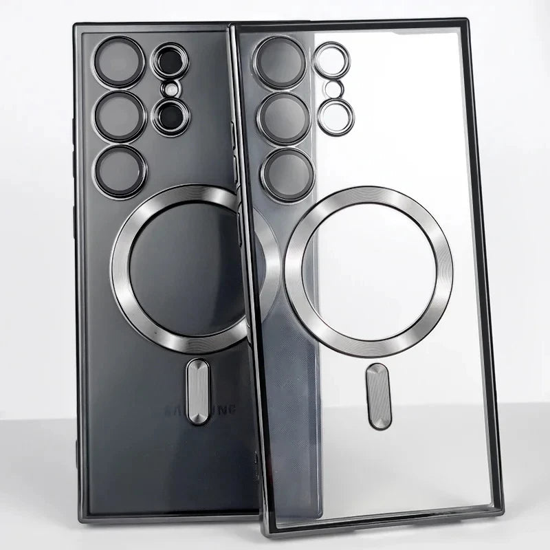 Luxury Plated Magnetic Wireless Charging Case (Protective Cover for Samsung Galaxy Models)