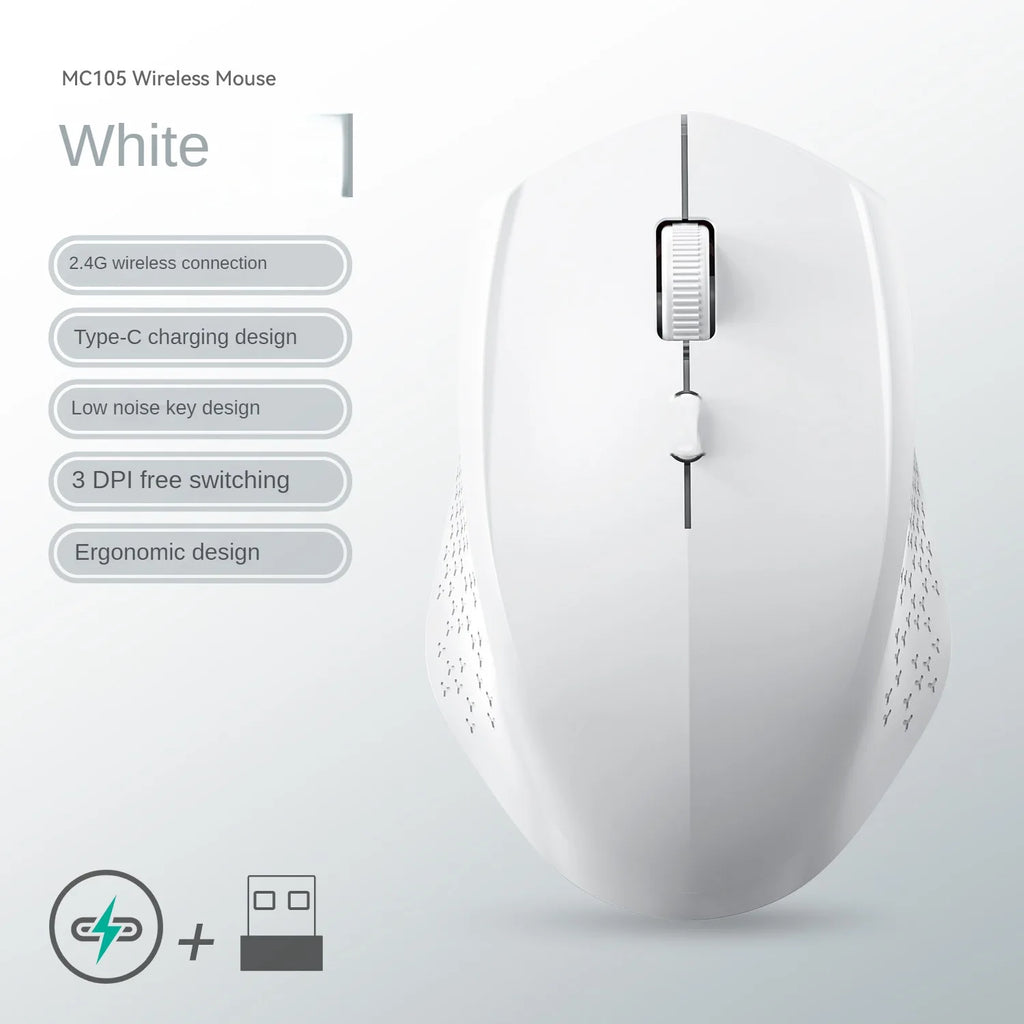 Rechargeable Bluetooth + 2.4G Wireless Mouse (1600 DPI, Mini, 4 Buttons)
