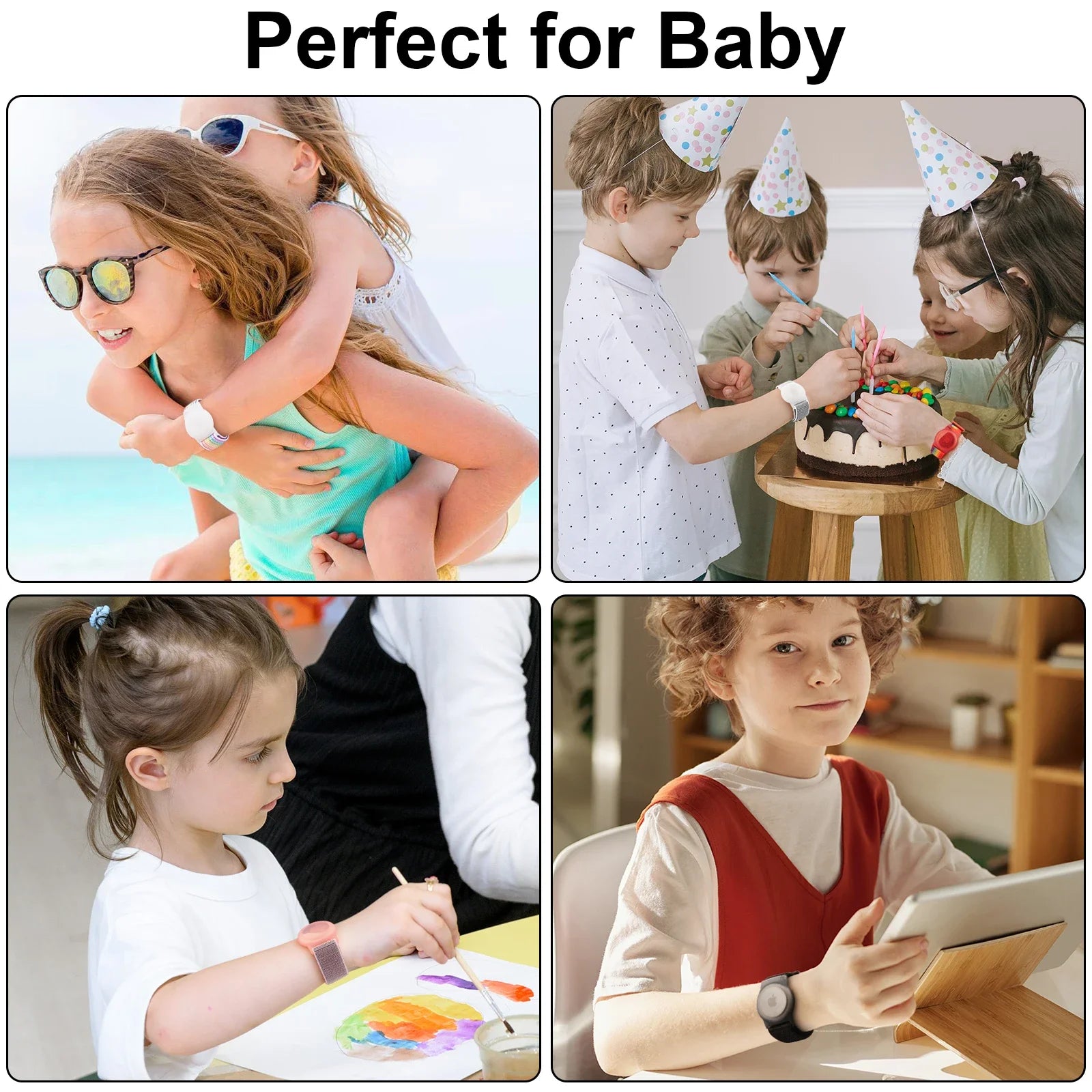 Kids AirTag Wristband Bracelet (Nylon Strap with Anti-Scratch Protective Holder)