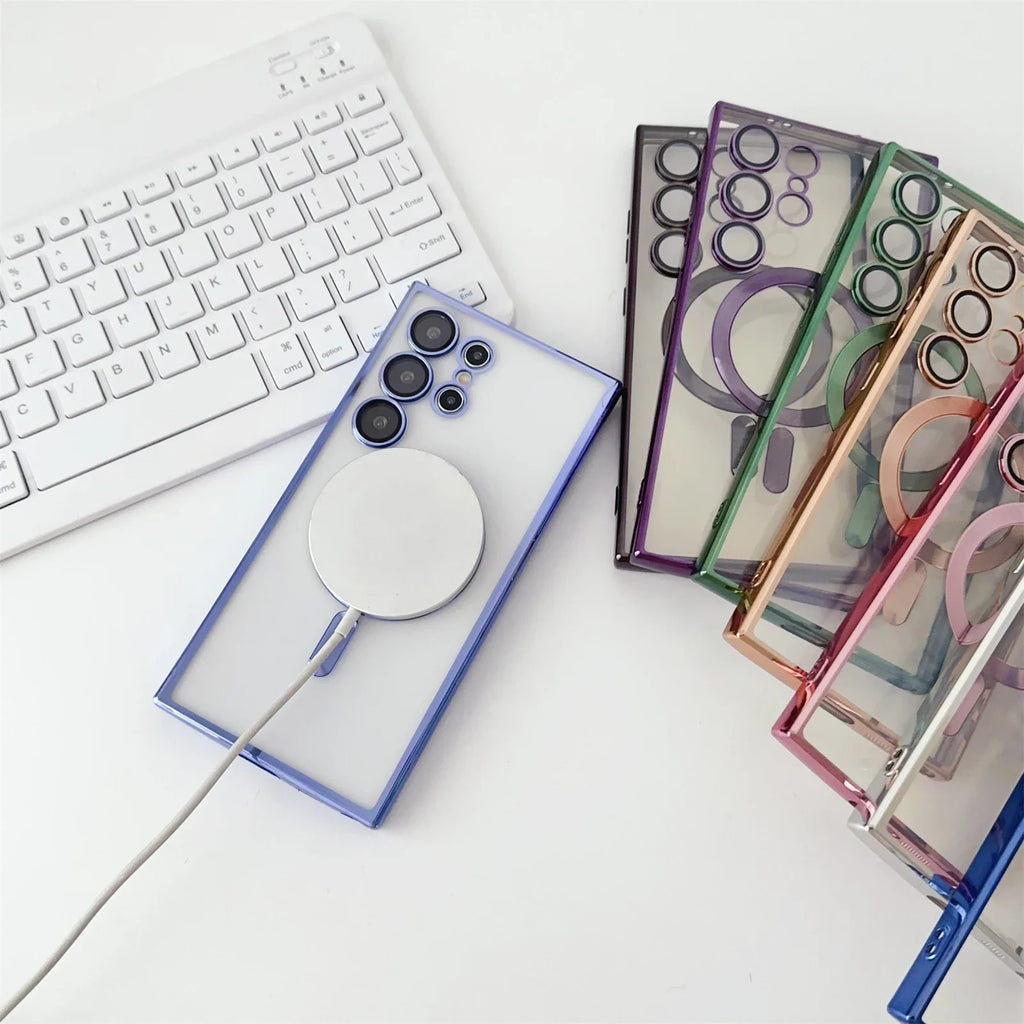 Luxury Plated Magnetic Wireless Charging Case (Protective Cover for Samsung Galaxy Models)