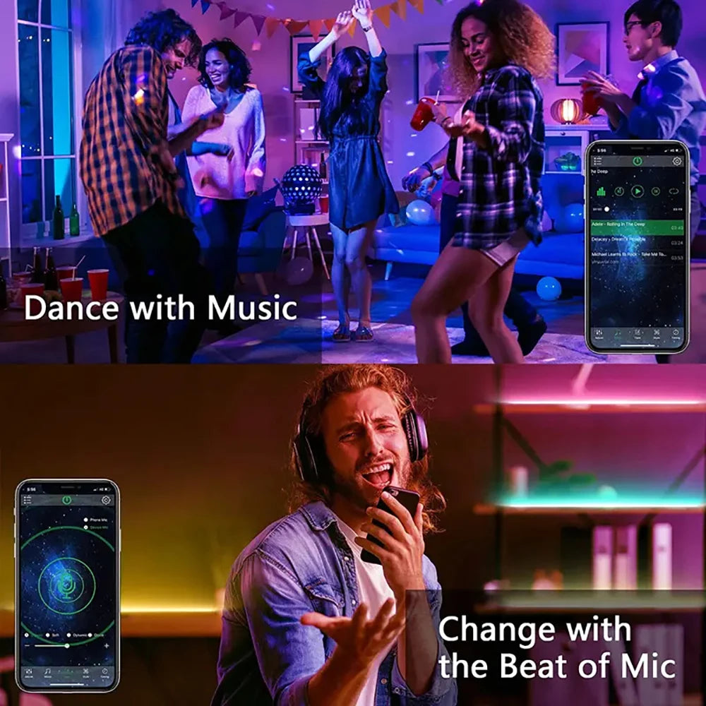 1-40M RGB LED Strip Lights with App Control for Room & TV Backlighting